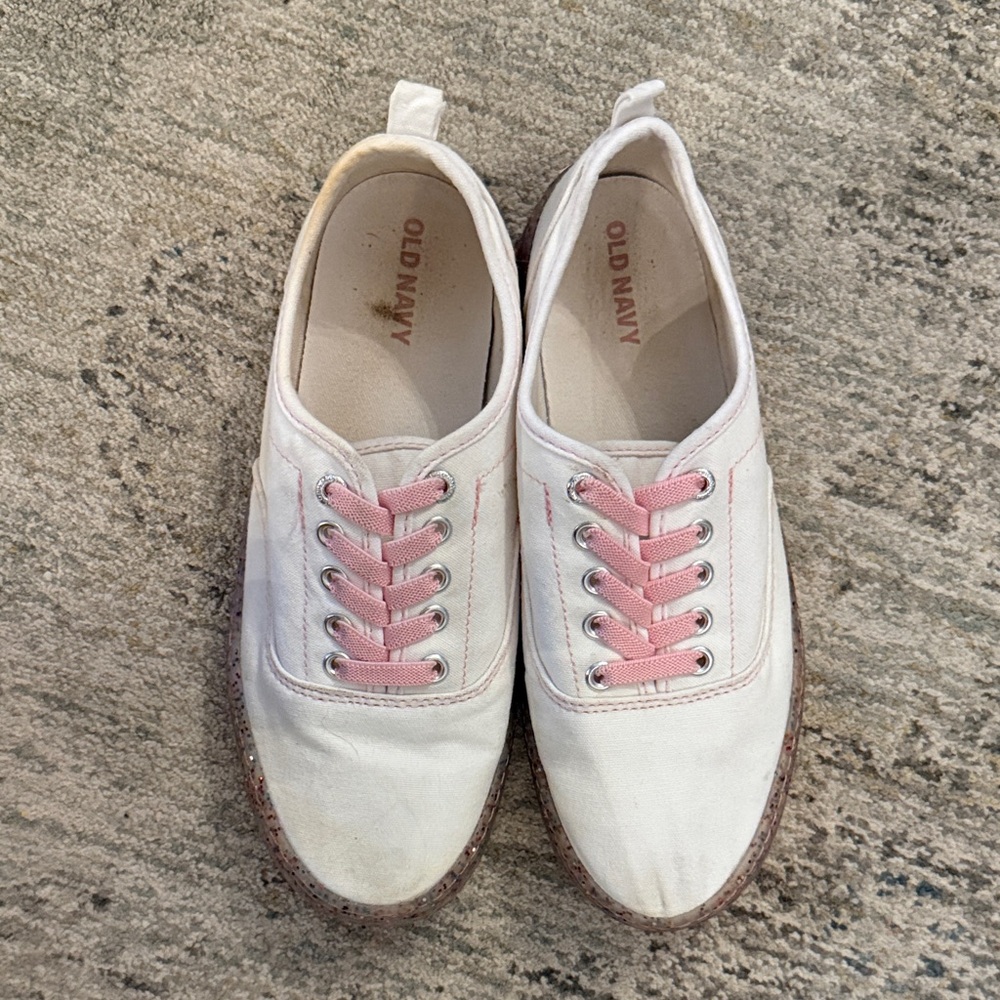 Old Navy Kids White and Pink Sneakers
